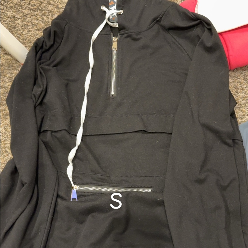 Black Hoodie with Zipper Accents